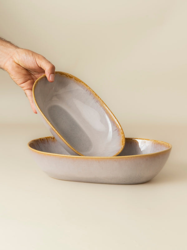 Plat de service creux Amazonie - Crème