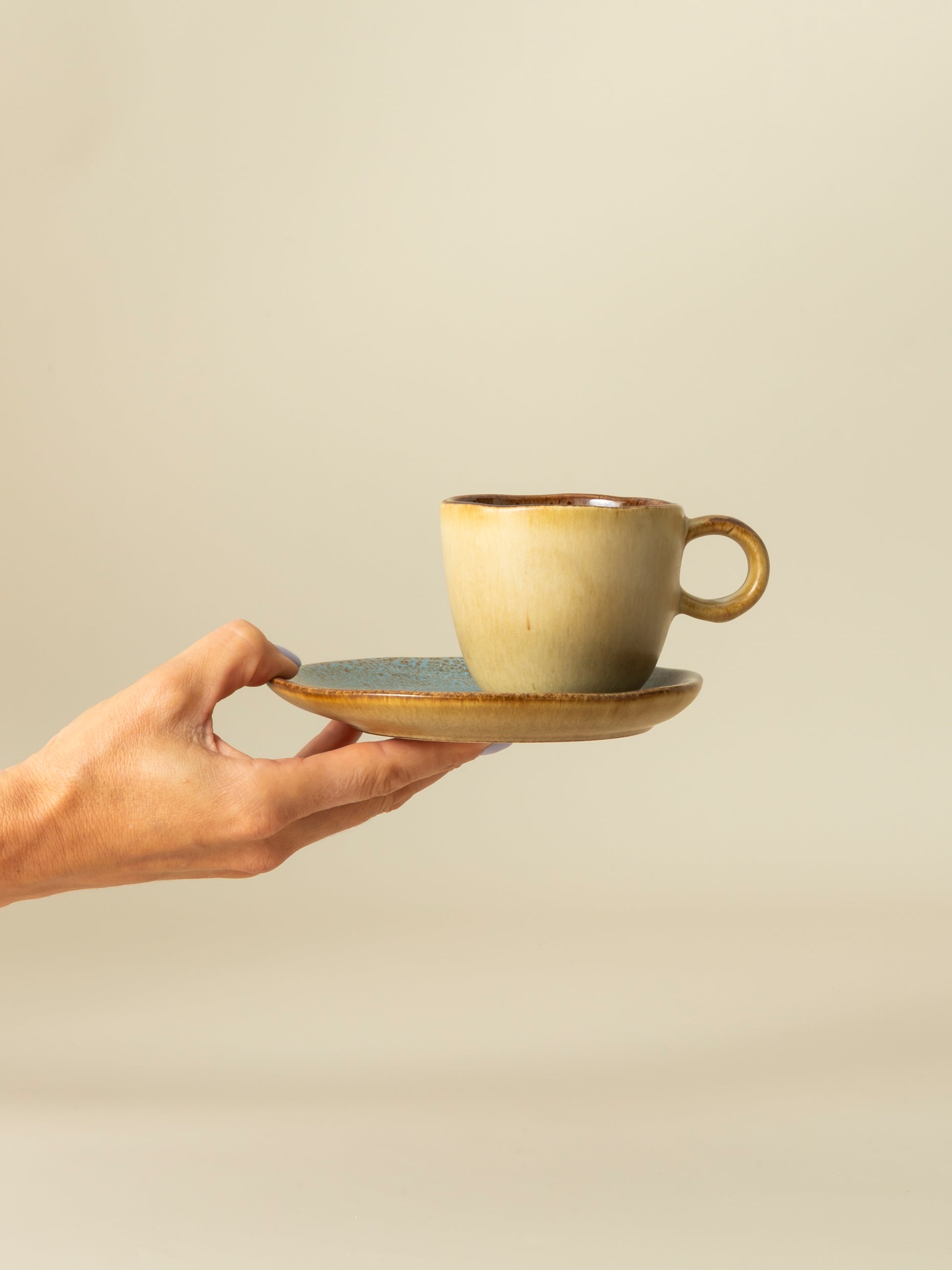 Tasse et soucoupe Graines - Bleu ardoise