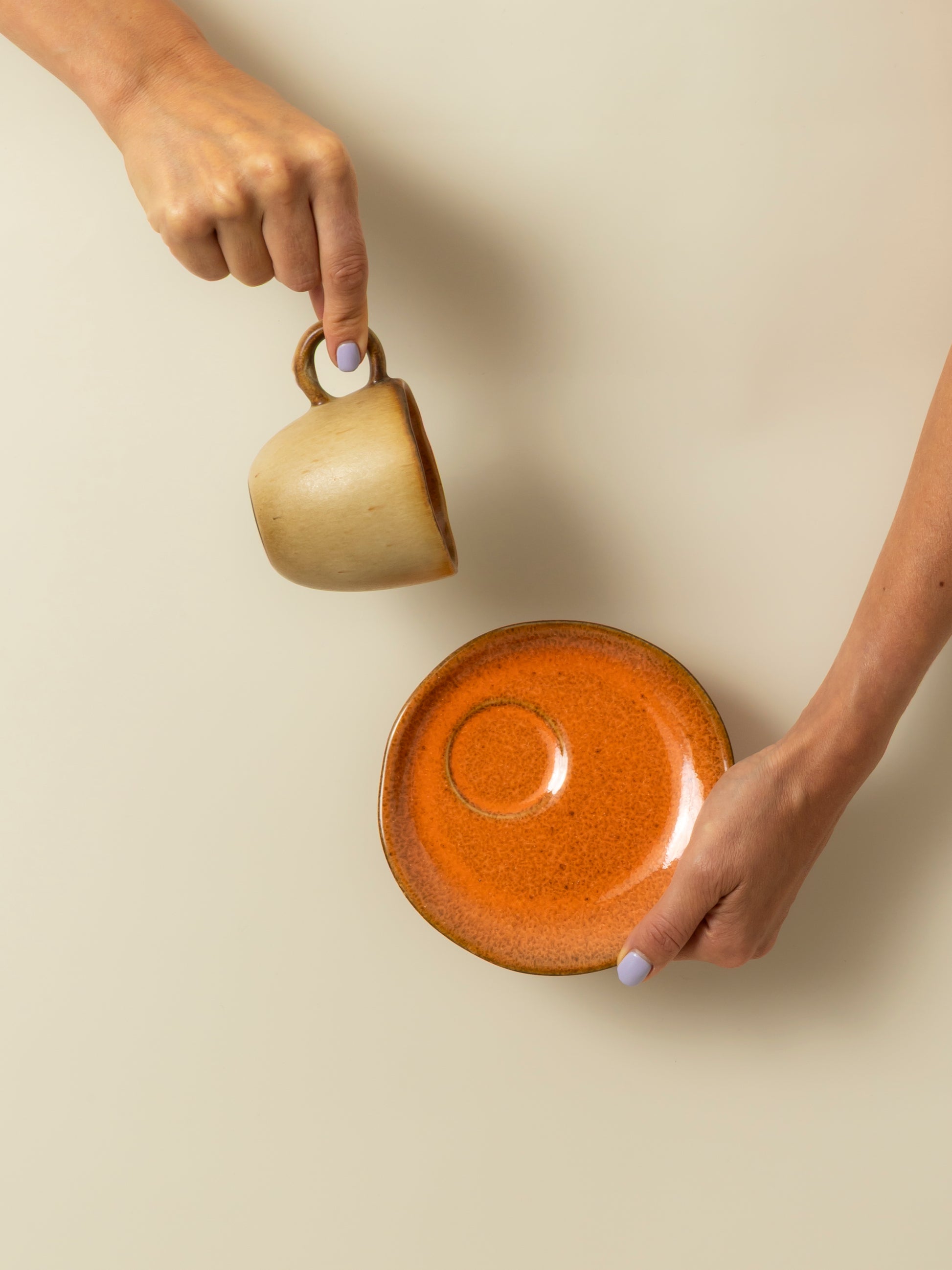 Tasse et soucoupe Graines - Orange sienne